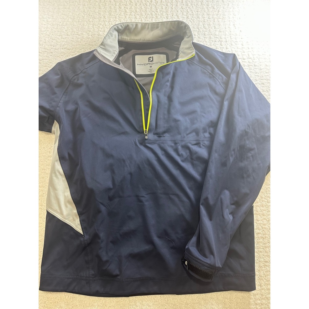 FJ Footjoy HydroKnit Golf 1/4 zip Jacket Mens Medium Navy Blue Quarter Zip